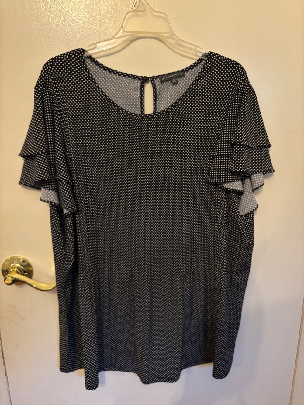 Adrianna Papell Black and White Polka Dot Top
